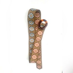 Reversible RIBBON Belt - pink, blue, brown flowers